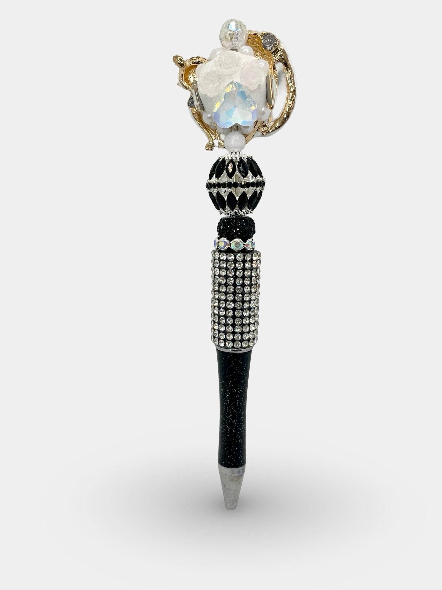 White & Gold Kitty Pen