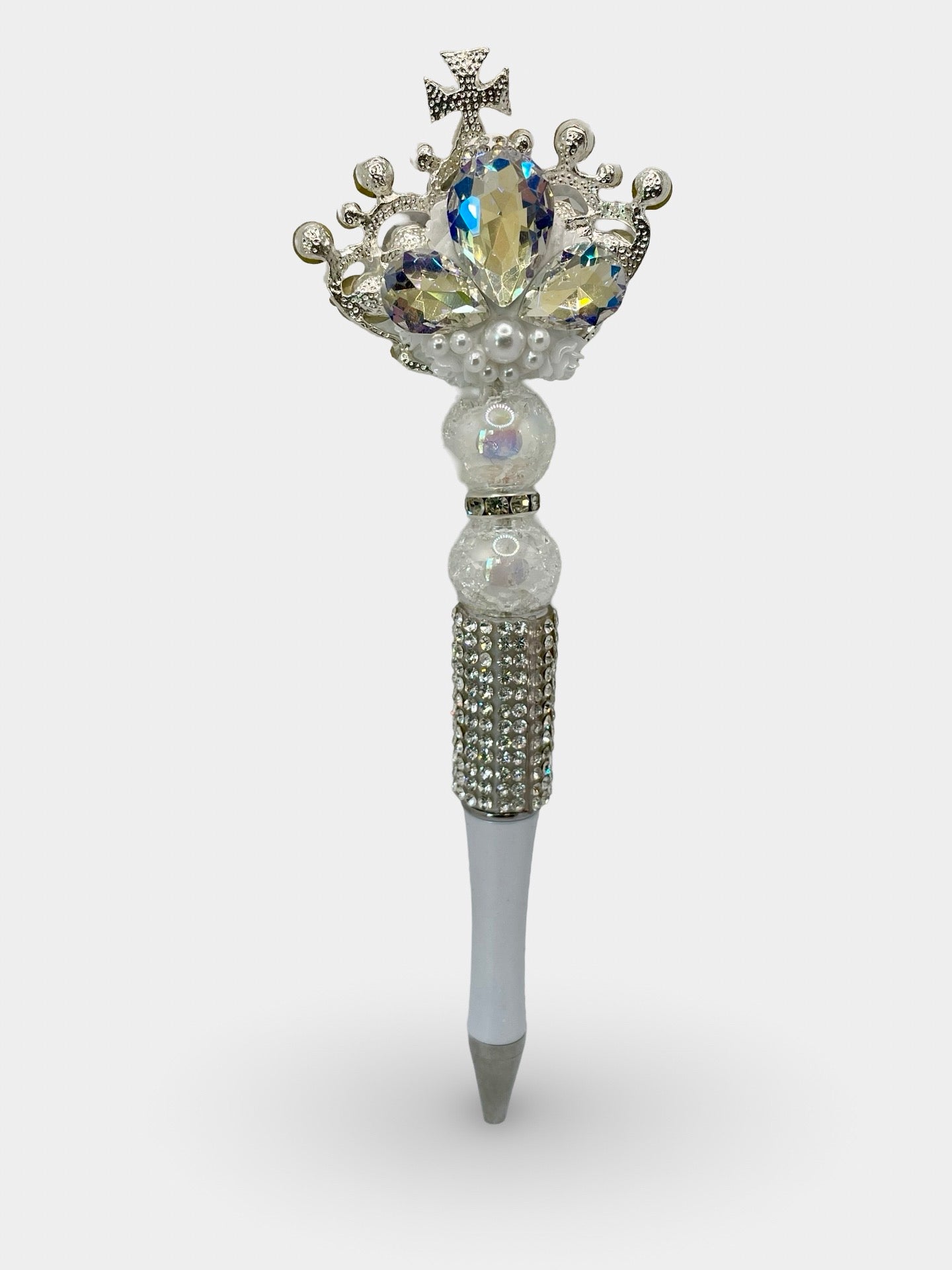 White Diamond & Pearl Crown Pen