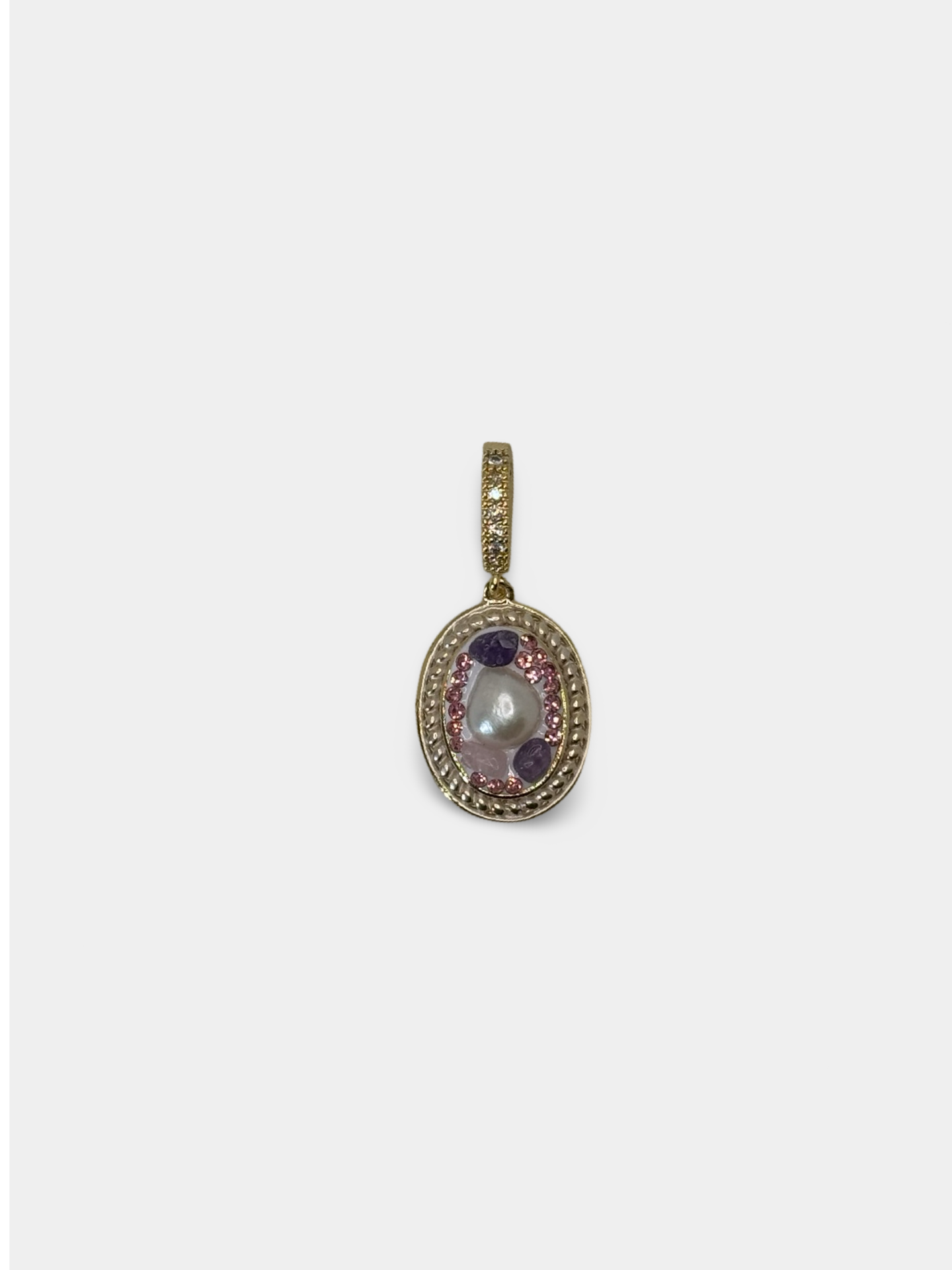 Lavender Oval with Pearl Charm