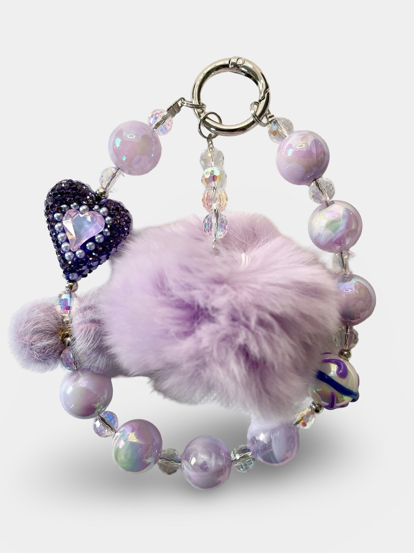 Grey Pom Phone charm