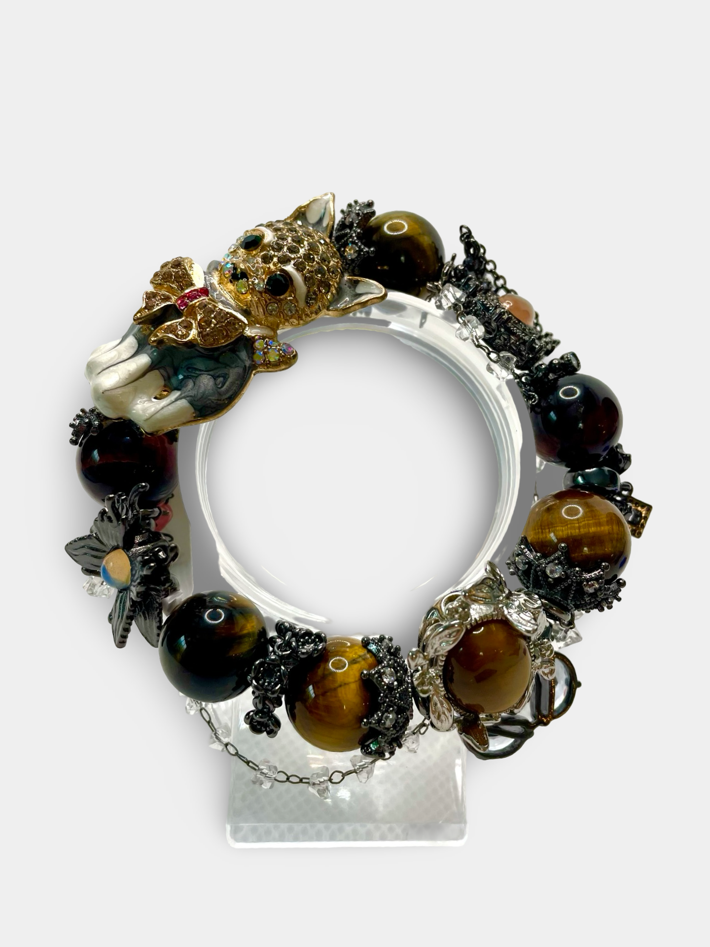 Bow Kitty Tiger Eye Bracelet