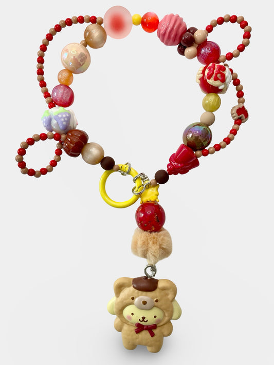 Pompom bear phone chain