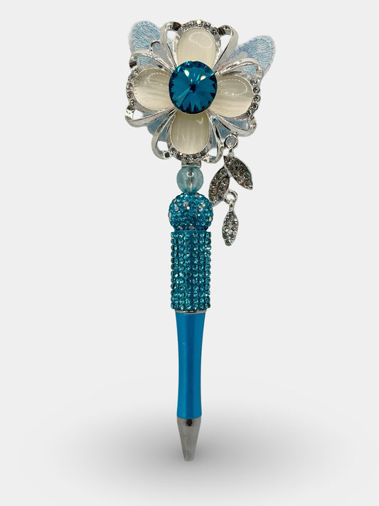 White & Blue Floral  pen