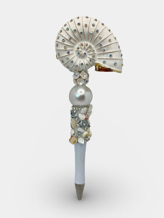 White Seashell Fancy Bead Pen