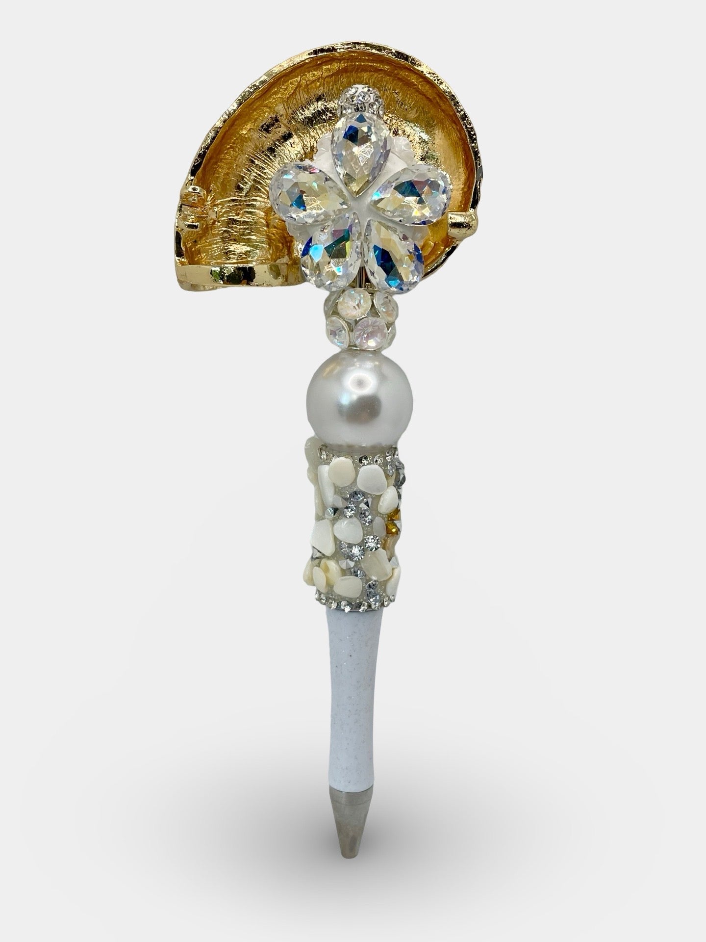 White Seashell Fancy Bead Pen