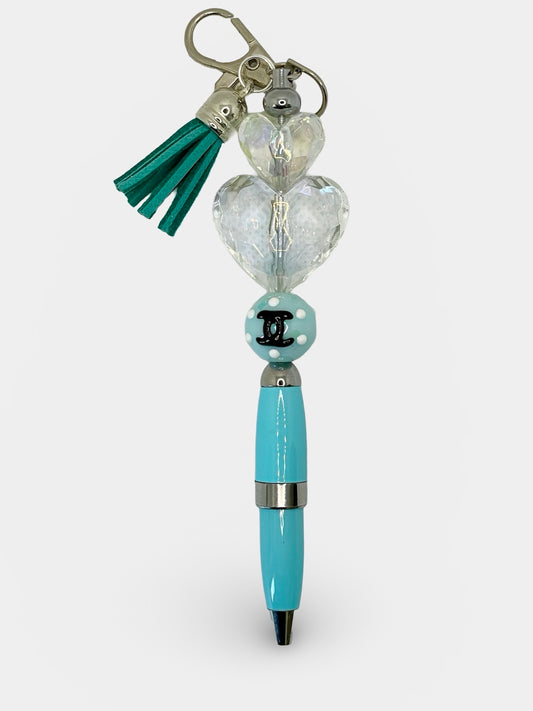 Crystal Heart Clip On Pen