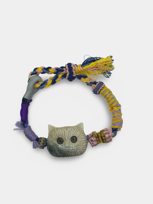 Carved Kitty Woven Bracelet