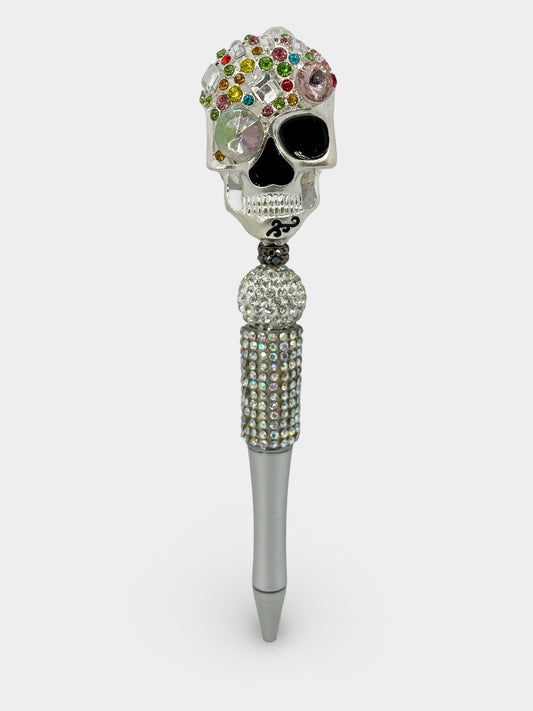 Multicolor Silver Skull Pen